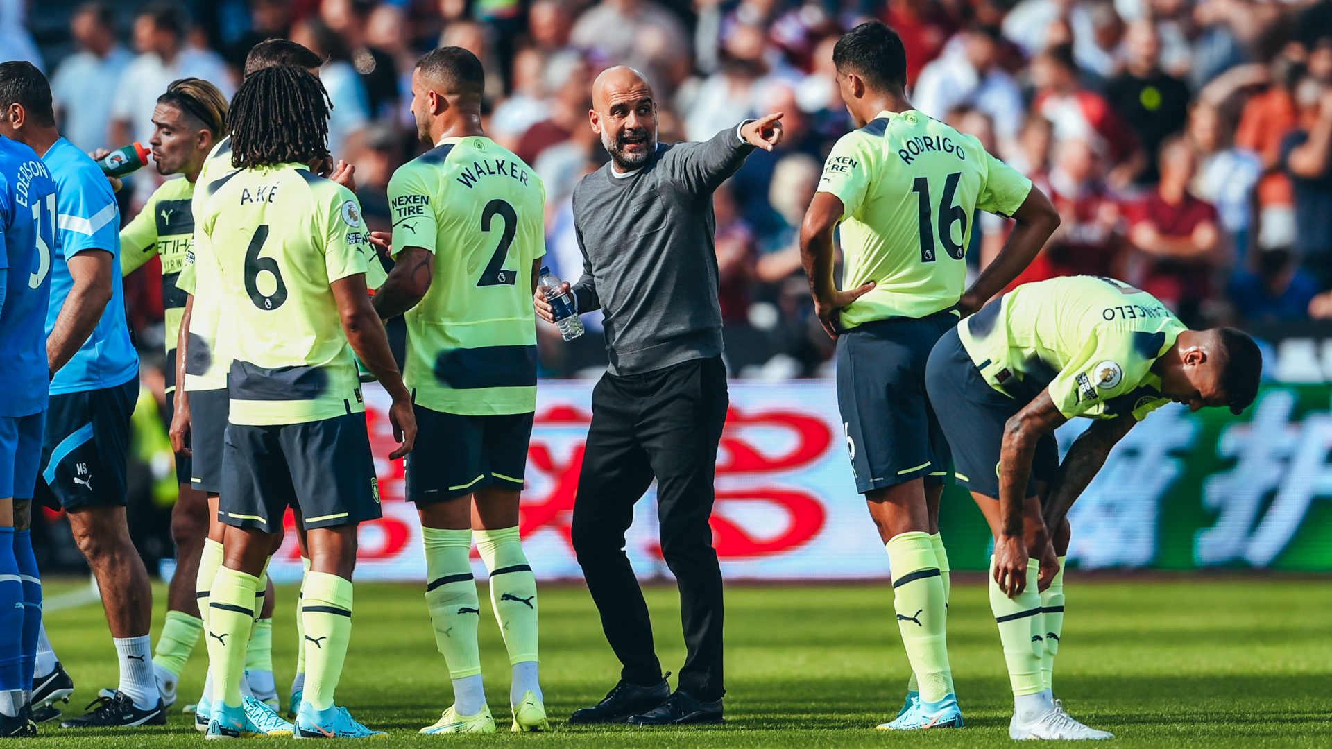 PEP'S POINTER: The boss hands out more crucial advice to his players