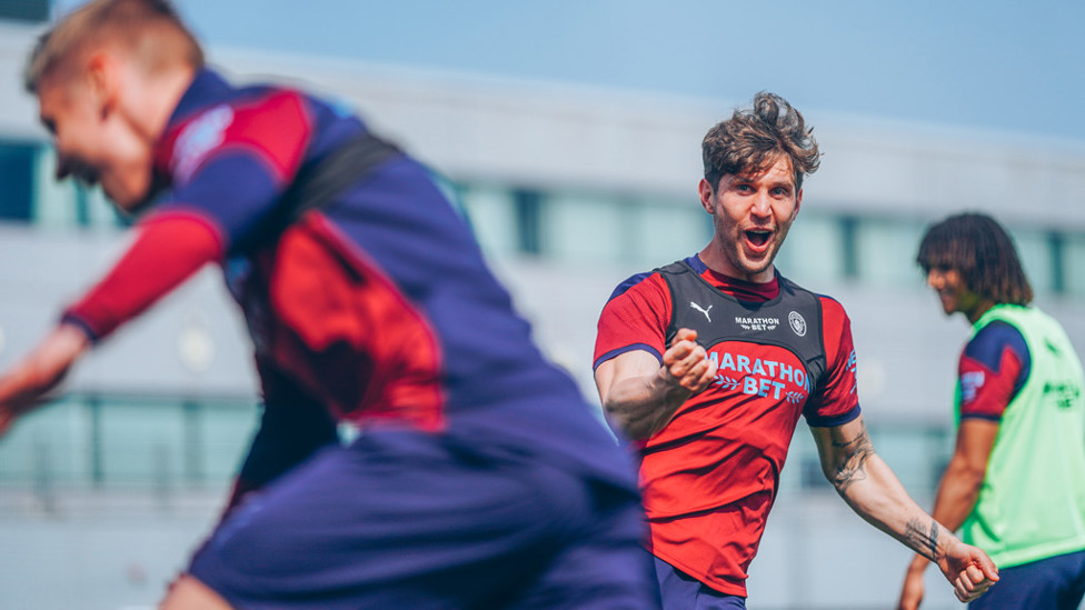ALL SMILES: John Stones enjoyed this moment!