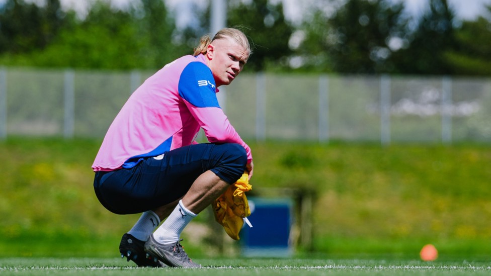 FOCUS TIME: Erling Haaland weighs up the next task in hand.