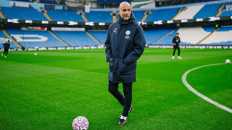 THE BOSS : Pep Guardiola watches on