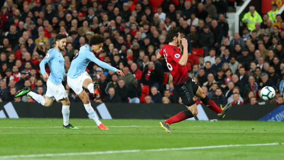 DOUBLE DELIGHT: Leroy Sane strikes to fire home our second goal