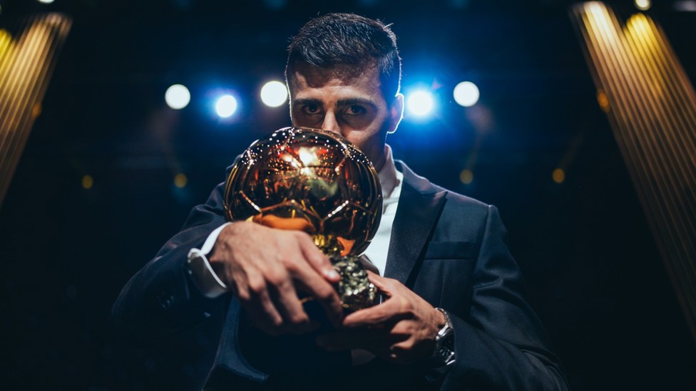 GOLDEN BOY : Rodri after becoming the first City player to win the Ballon d'Or