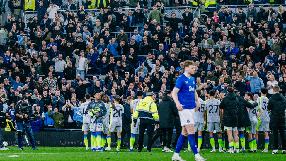 SUPERB SUPPORT : The players thank the City fans for their fantastic support.