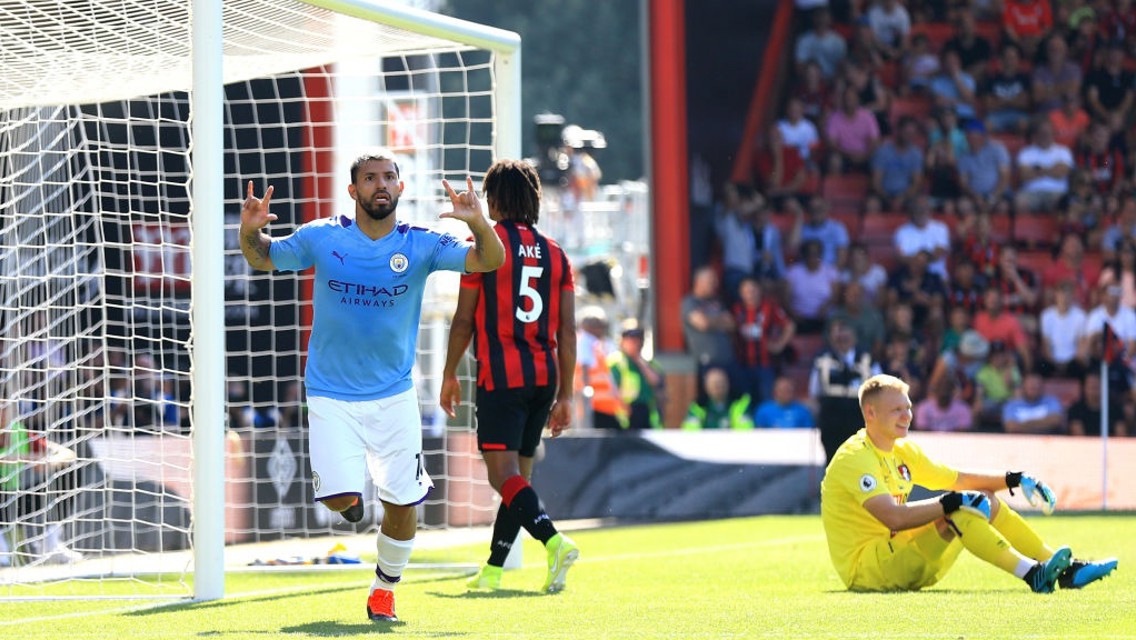 WRAPPED UP: Aguero restored our two-goal lead in the 64th minute.