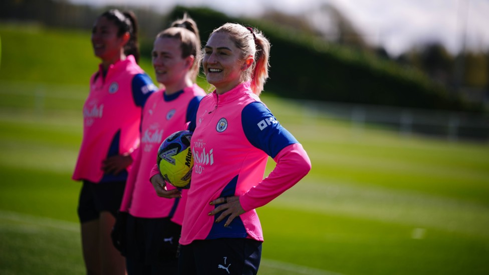 WAITING GAME: Leila Ouahabi, Laureen Hemp and Laura Coombs await the next task.