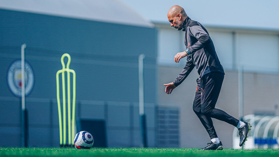THE BOSS: Pep Guardiola shows he's not lost any of the skills that made him such a wonderful player