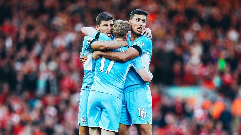 ANFIELD THRILLER : Kevin De Bruyne hauls City level for a second time in a thrilling 2-2 draw at Liverpool, 3 October 2021.