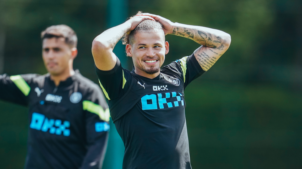 HOLDING IT TOGETHER : Deep lying midfielders Rodrigo and Phillips in the same shot