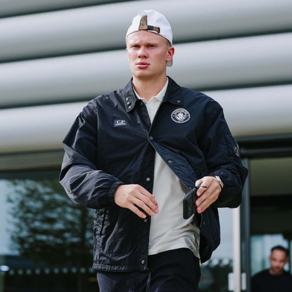 GAME FACE ON: Erling Haaland was a study in focus as City left the CFA.