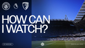 Promotional graphic for a Manchester City vs AFC Bournemouth match in the Premier League on August 23, 2026, at 14:00 UK time. Includes team logos and text 'How Can I Watch?'