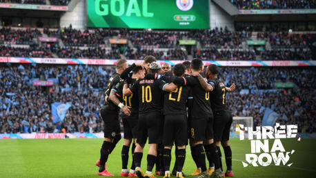 CITY: The boys celebrate together