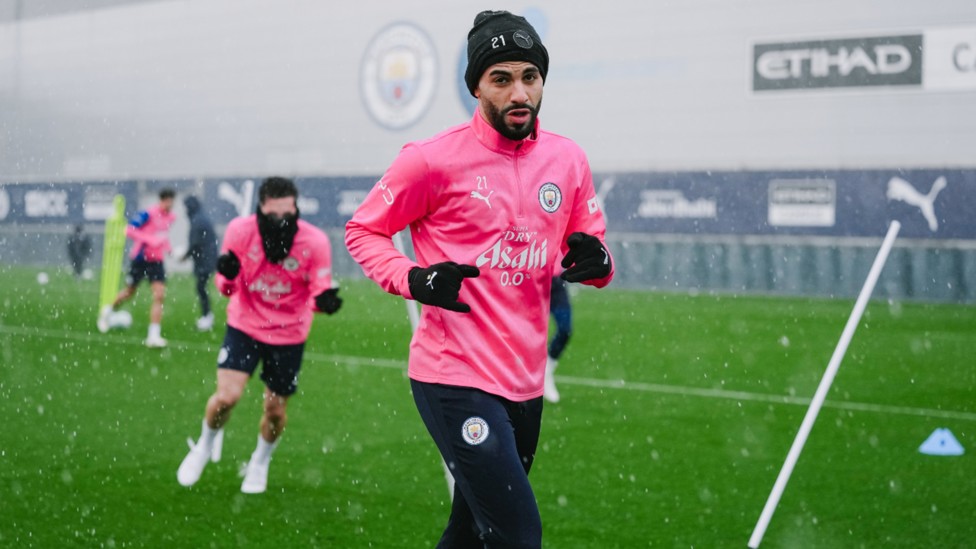 RAIN MAN: Rayan Ait-Nouri shrugs off a Friday afternoon downpour.