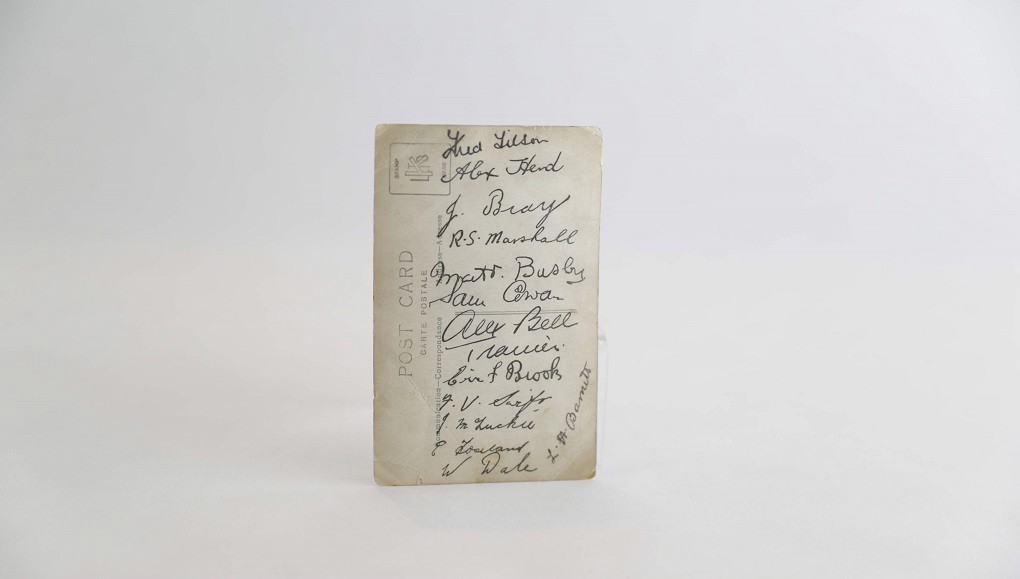 A signed postcard with Alec Herd's signature