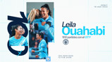 A graphic celebrating Leila Ouahabi's 100 matches with Manchester City, showing her debut on 19 Aug 2022 and reaching 100 matches by 13 Feb 2026.
