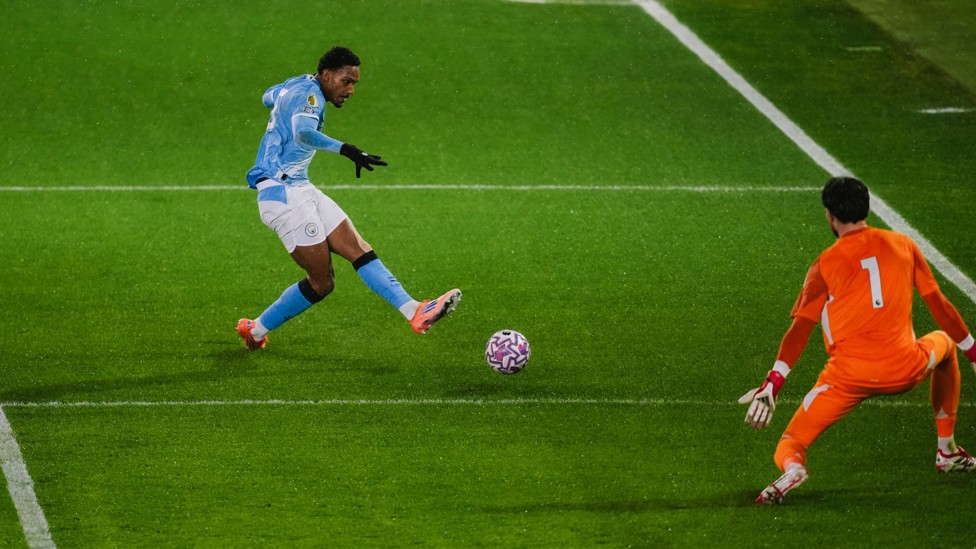 ADVANTAGE, CITY  : Christian McFarlane's strike gives City the lead. 