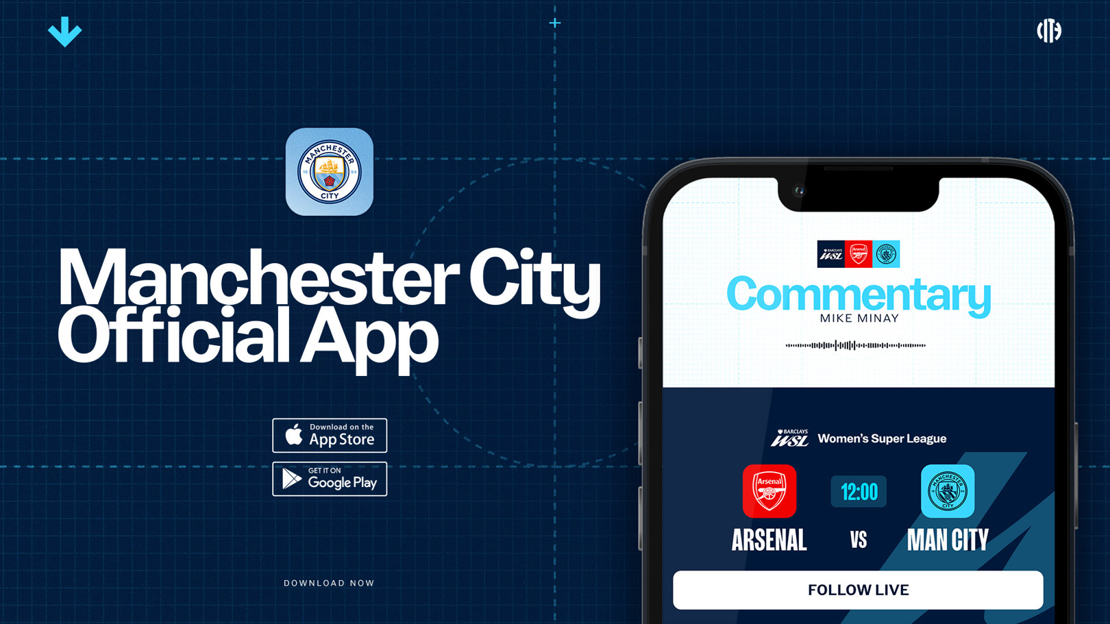 How to follow Arsenal v City on our official app