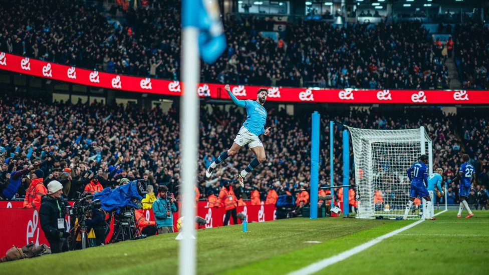 HEADY HEIGHTS : Up and away for Josko as he enjoys bagging the equaliser in an eventual 3-1 triumph over Chelsea in January 2025.