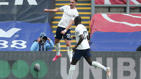 Ferran Torres jumps for joy