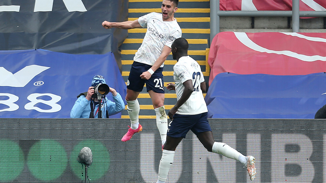 Ferran Torres jumps for joy
