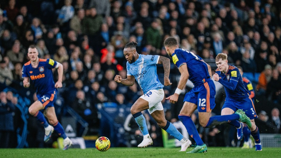 PACE AND POWER : Semenyo has the Newcastle defence retreating