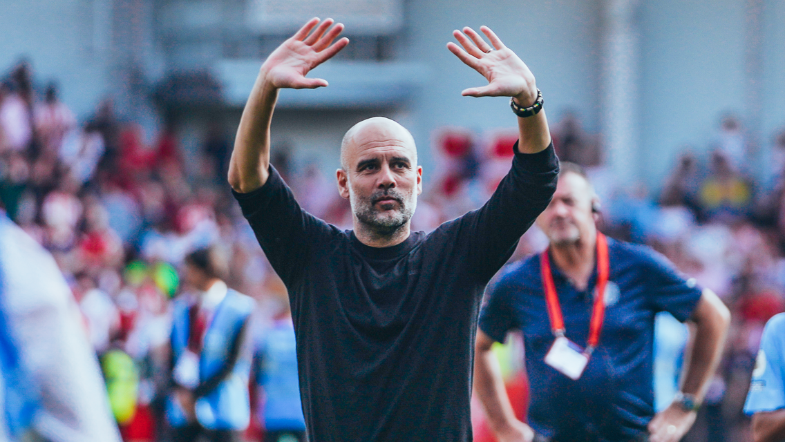 THE BOSS: Applauds the travelling fans.