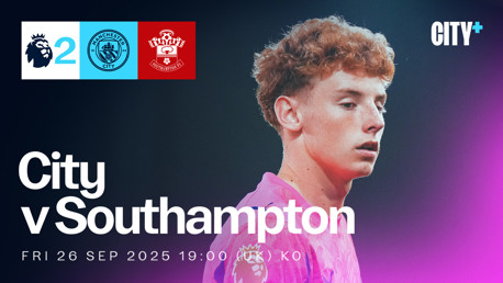 Watch City's Premier League 2 game against Southampton live on CITY+