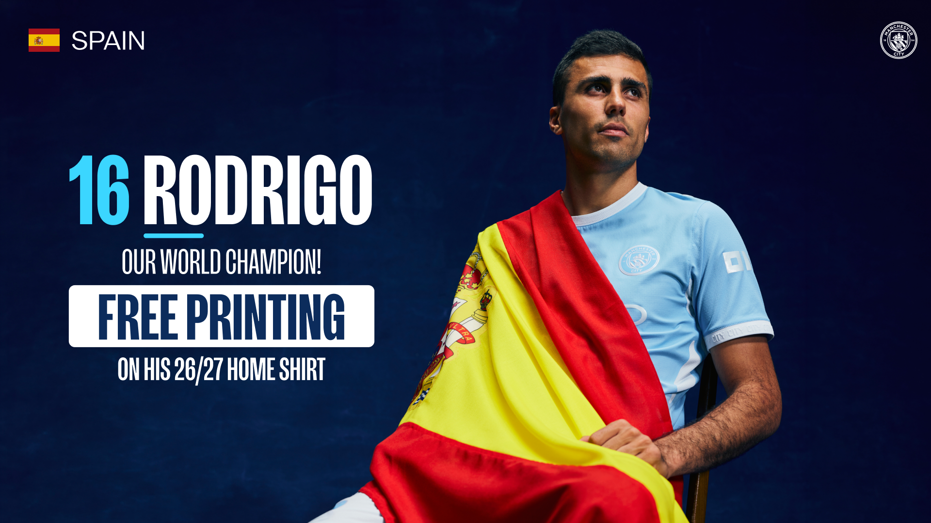 Free Rodri printing available on all home shirts