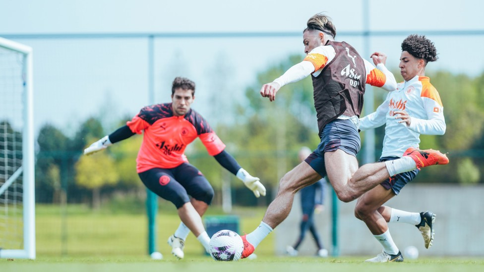 WING WIZARD : Jack Grealish tries his luck from a tight angle