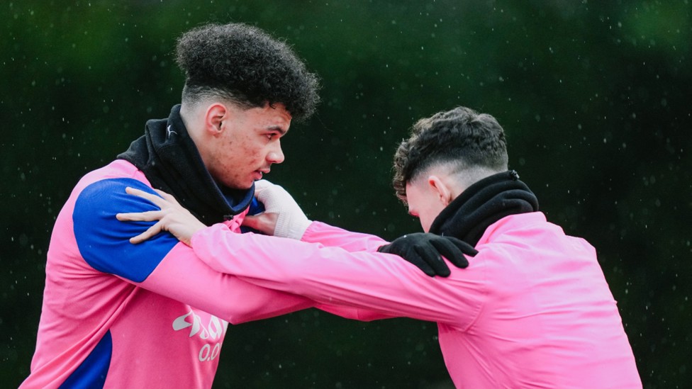 HANDS ON APPROACH: For Nico O'Reilly and Phil Foden.