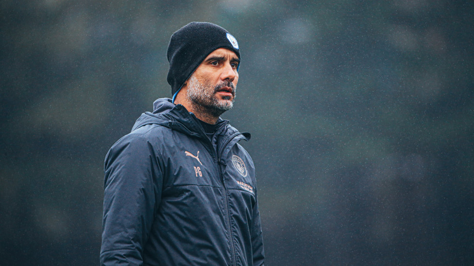 THE BOSS: Pep Guardiola keeps a watchful eye over proceedings