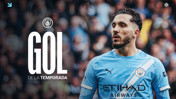 Blurry image of a Manchester City player celebrating. Text reads 'GOL de la TEMPORADA' with Man City logo.