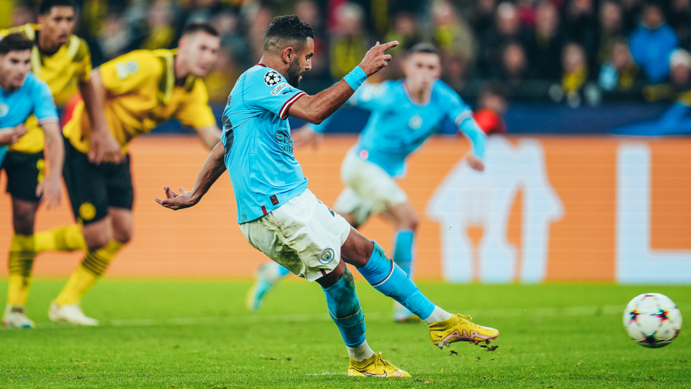 DENIED : Mahrez sees his penalty well saved shortly before the hour mark.