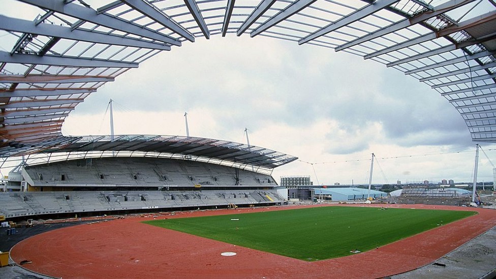 NEARING COMPLETITION : The City of Manchester Stadium as it was then known nears completion