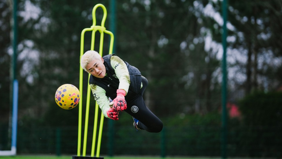 IS IT A BIRD, IS IT A PLANE?: No, it's Ayaka Yamashita diving for the ball