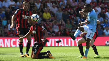 LAST GASP HERO: Raheem Sterling scores City's dramatic injury time winner at Bournemouth back in August 2017