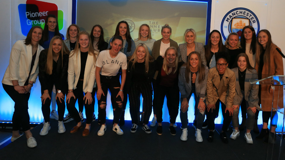 SQUAD GOALS : The team gather on stage