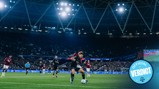 Soccer players in action during a nighttime match in a stadium, with an 'Official Verdict' logo in the foreground.