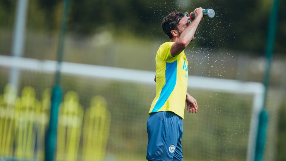 WATER COOLER: Nico takes a quick breather.