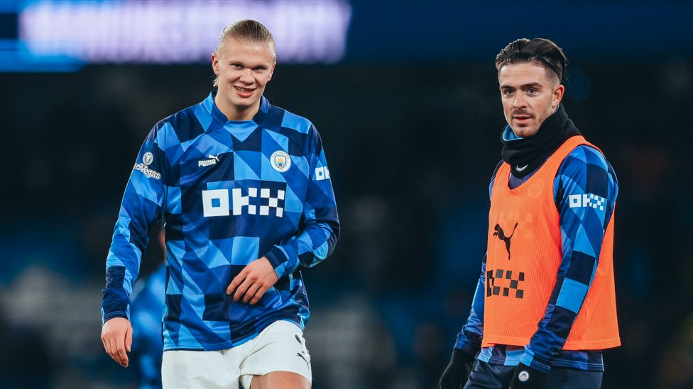 WARMING UP: One of the leagues most potent attacking relationship are all smiles pre-match. 