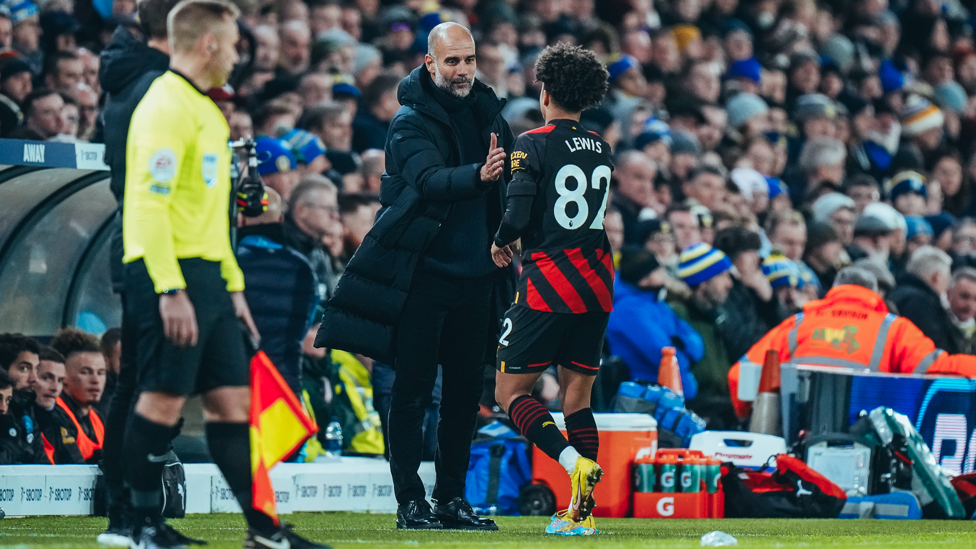 FULL OF PRAISE : Guardiola congratulates his full-back on yet another impressive performance. 