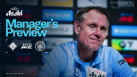 Manager's Preview for the Barclays WSL match between Leicester City Women and Manchester City Women, sponsored by Asahi. Date: January 23, 2026.