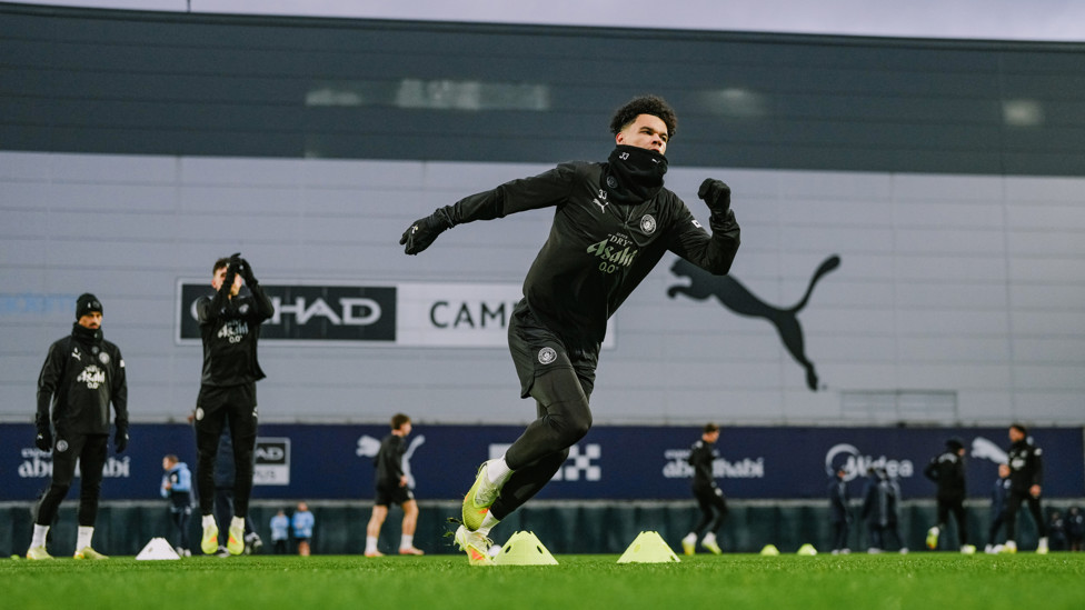 PUSHING  : Nico O'Reilly puts in the hard yards. 