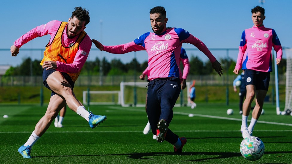 COLOURFUL SHOT: Rayan Cherki takes control in the glorious Manchester sunshine 