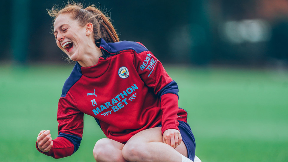 FIT OF GIGGLES : It's all too much for Keira Walsh!