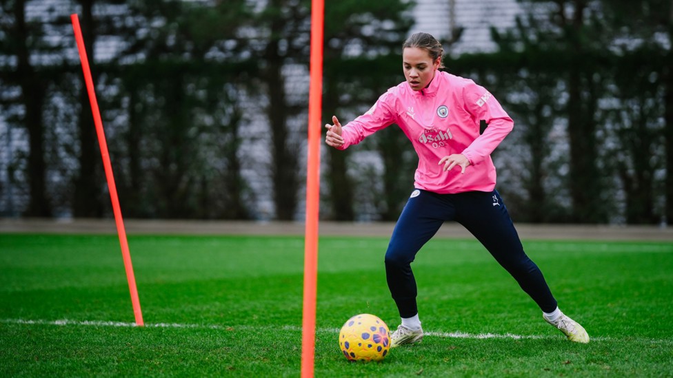 BACK TO BUSINESS: Iman Beney weaves through the poles 