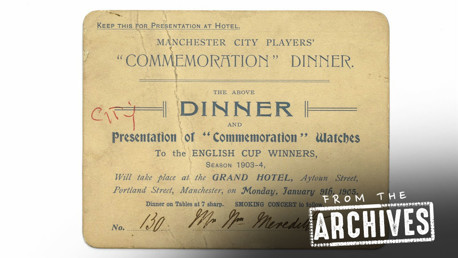 The 1905 dinner invite for Billy Meredith
