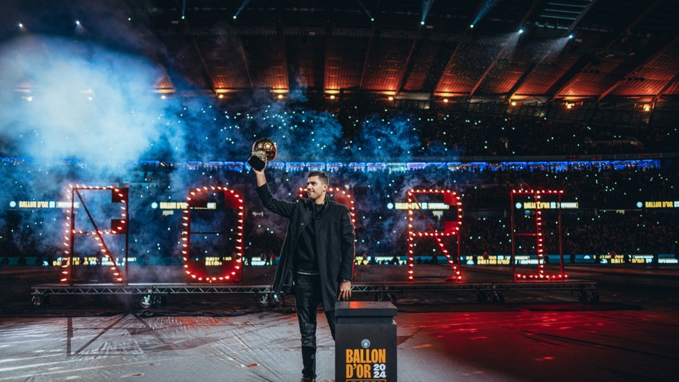 FIREWORKS DISPLAY : And he got a huge reception when he brought the trophy to the Etihad