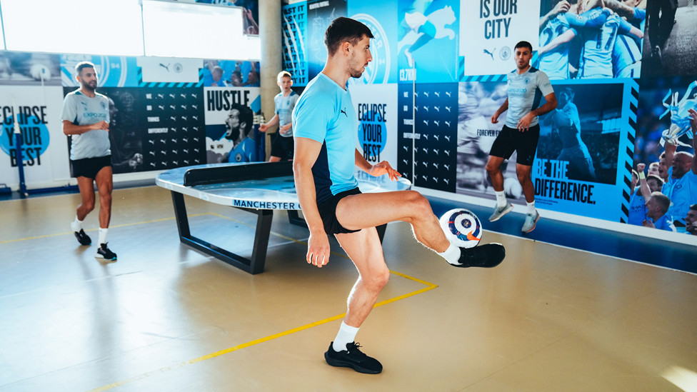 PASS MASTER: Ruben Dias in the midst of the Teqball clash