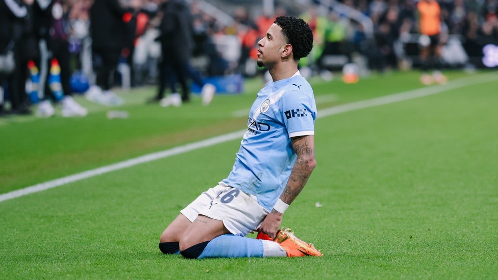 COOL AS YOU LIKE: Savinho knee slides after hauling us back into it