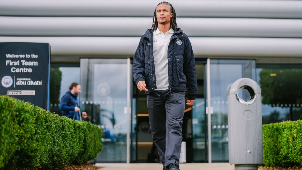 WALKING TALL: Nathan Ake en route to Manchester Airport.